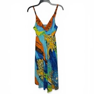 Jams World Asymmetrical Dress in Blue, Orange, and Green size medium hawaii